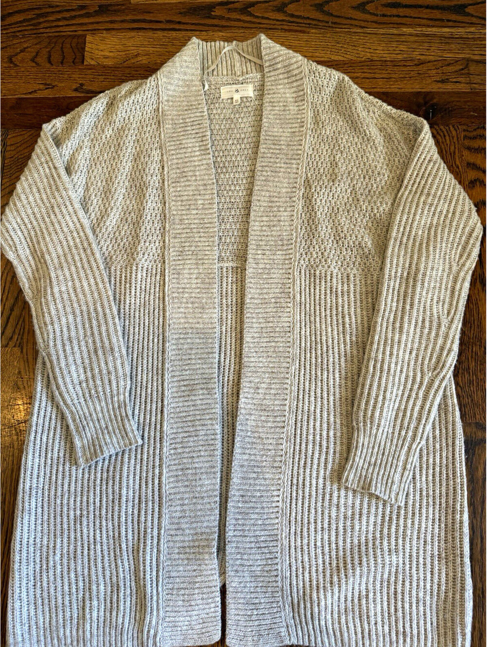 Lou & Grey Beige Knit Acrylic Wool Blend Open Front Cardigan Sweater XS